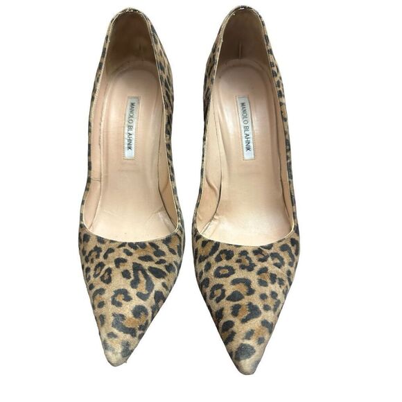 Manolo Blahnik BB Leopard Print Suede Pump Heel EU 42 US 11.5 - Picture 1 of 8